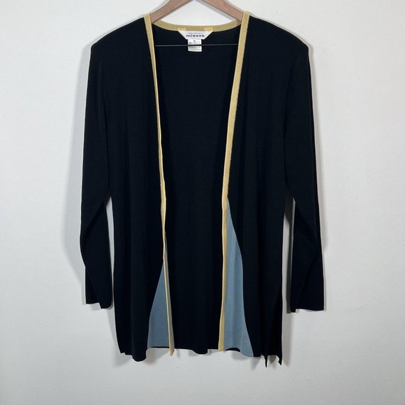 Exclusively Misook Knit Open Front Cardigan Womens Size M Black Long Sleeve - Picture 1 of 7
